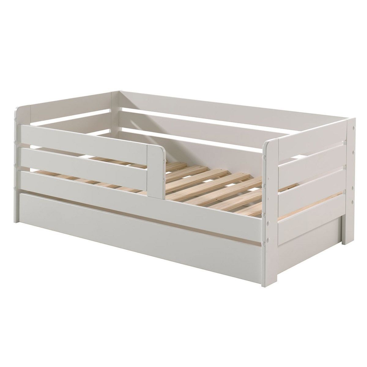 Lit enfant 70x140 cm blanc avec sommier et tiroir de rangement Toddler II