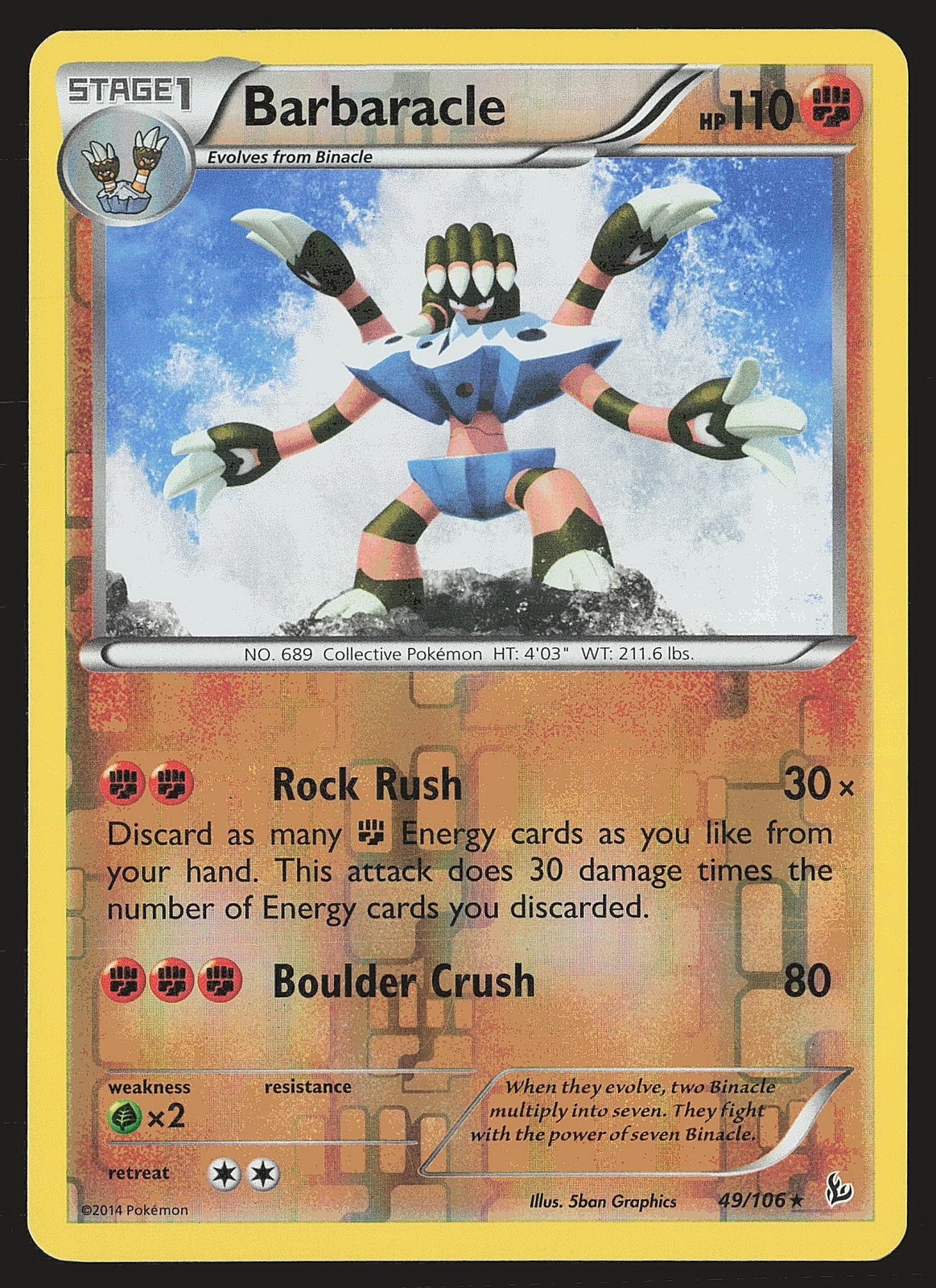 XY - Flashfire Barbaracle #49/106 Reverse Holo Pokemon Card