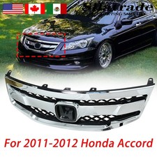 Front Hood Honeycomb Upper Grille Grill For 2011-2012 Honda Accord Sedan Chrome