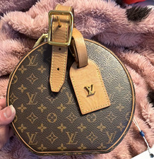 Louis Vuitton Monogram Round Top Handle Bag Gold Hardware Luggage Tag Brown