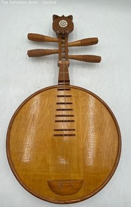 Brown Wooden Musical Instrument 4 String Yueqin Lute Moon Guitar