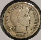 Silver Dime - Barber - 1907 (Likely an old cleaning)