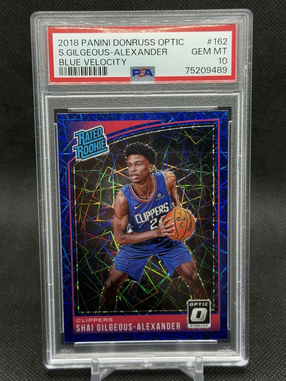 2018 Panini Donruss Optic Blue Velocity #162 Shai Gilgeous-Alexander RC PSA 10