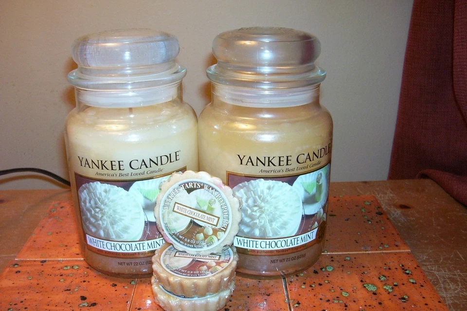 yankee candle 2-22oz JARS WHITE CHOCOLATE MINT + 3 ORIGINAL TARTS - Image 3 of 4