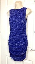Urban Outfitters Womens Purple Floral Ruched Side Mini Dress Medium 12-14 uk