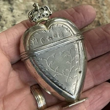 Antique Late 1700 ‘ S Scandinavian Silver HALLMARKED Heart Shaped Vinaigrette