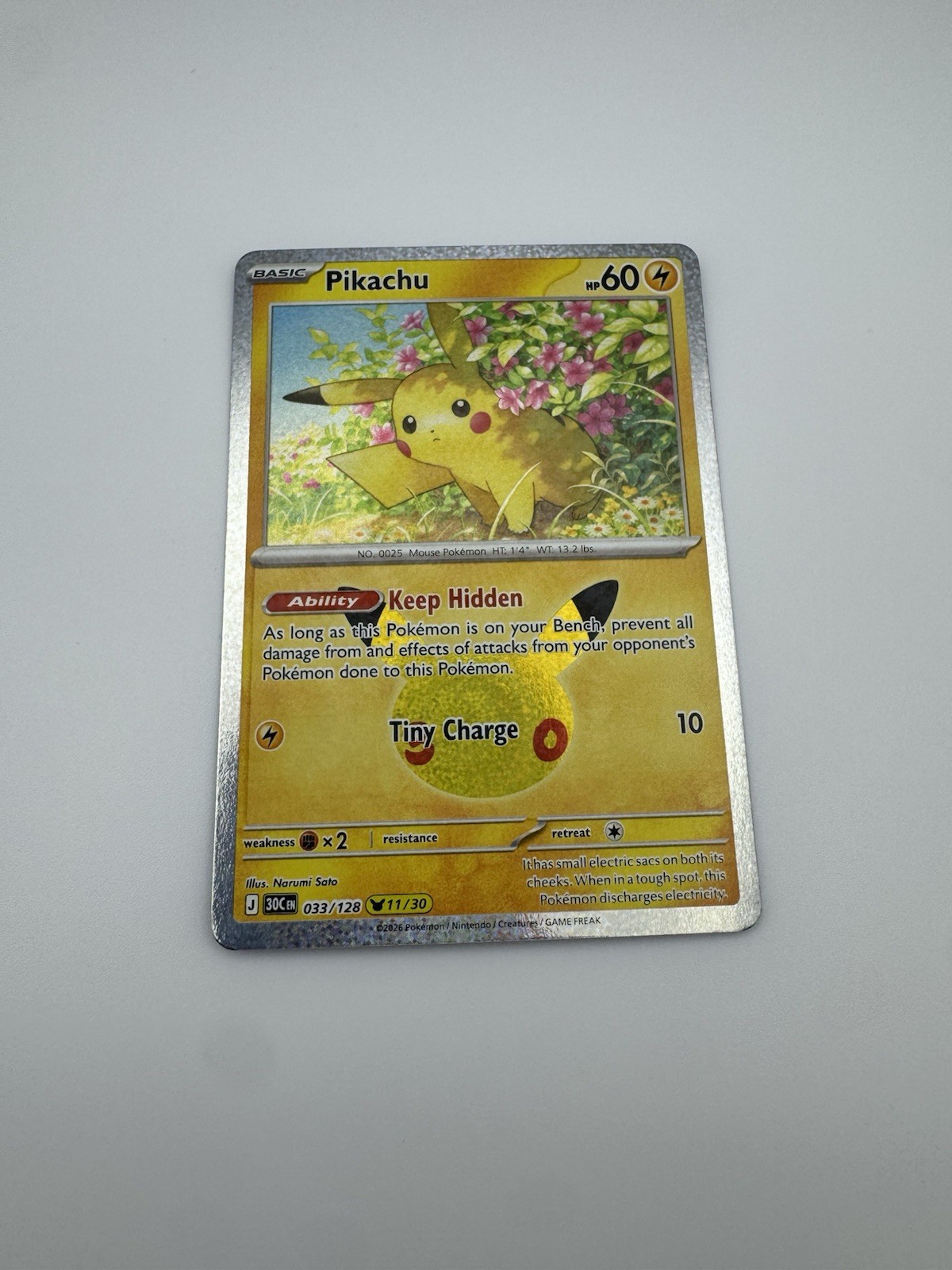 Pikachu 033/128 11/30 30th Celebration Pokemon 30th Anniversary English NM