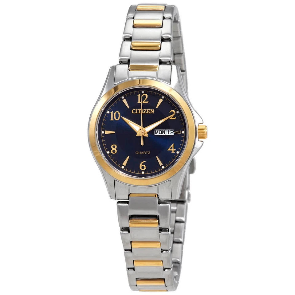 Reloj Citizen de cuarzo con esfera azul dos tonos para mujer EQ0595-55L