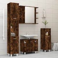 BadmöBel Komplettset 4 Tlg RäUchereiche Holzwerkstoff Badezimmer
