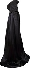 Classic Black Hooded Cloak for Halloween  Costume Events   Lightweight Fabric