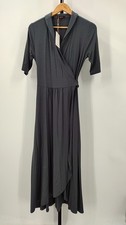 Quince Women Tencel Jersey Midi Wrap Dress Carbon Gray Basic Sleeved M