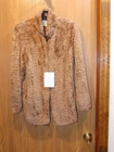 Paula Lishman Camel Knit Genuine Beaver Fur Jacket Coat Size S