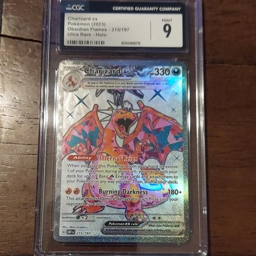 Pokemon Charizard ex 215/197 SV03 Obsidian Flames Ultra Rare Holo CGC 9 HP330
