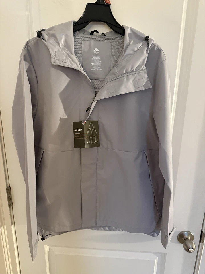 Ozark Trails Rain Jacket Gray Size Medium Water Resistant- Vented Back + Pockets - Image 2 of 4