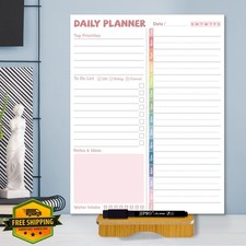 JJPRO Reusable Dry Erase Board 11"x8.5" Daily Planner Pink Stand