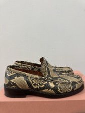 Acne Studios Men  s Snake Print Leather Slip-On Loafers Beige/Black US 8