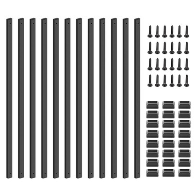 50 Pack 32'' Black Metal Deck Balusters for Railing Replacement & Installation