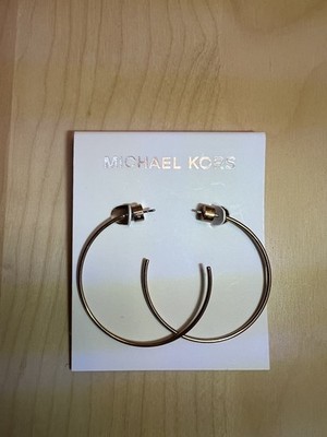 NEW MICHAEL KORS CITYSCAPE CHAINS ROSE GOLD-TONE HOOP EARRINGS MSRP $65.00