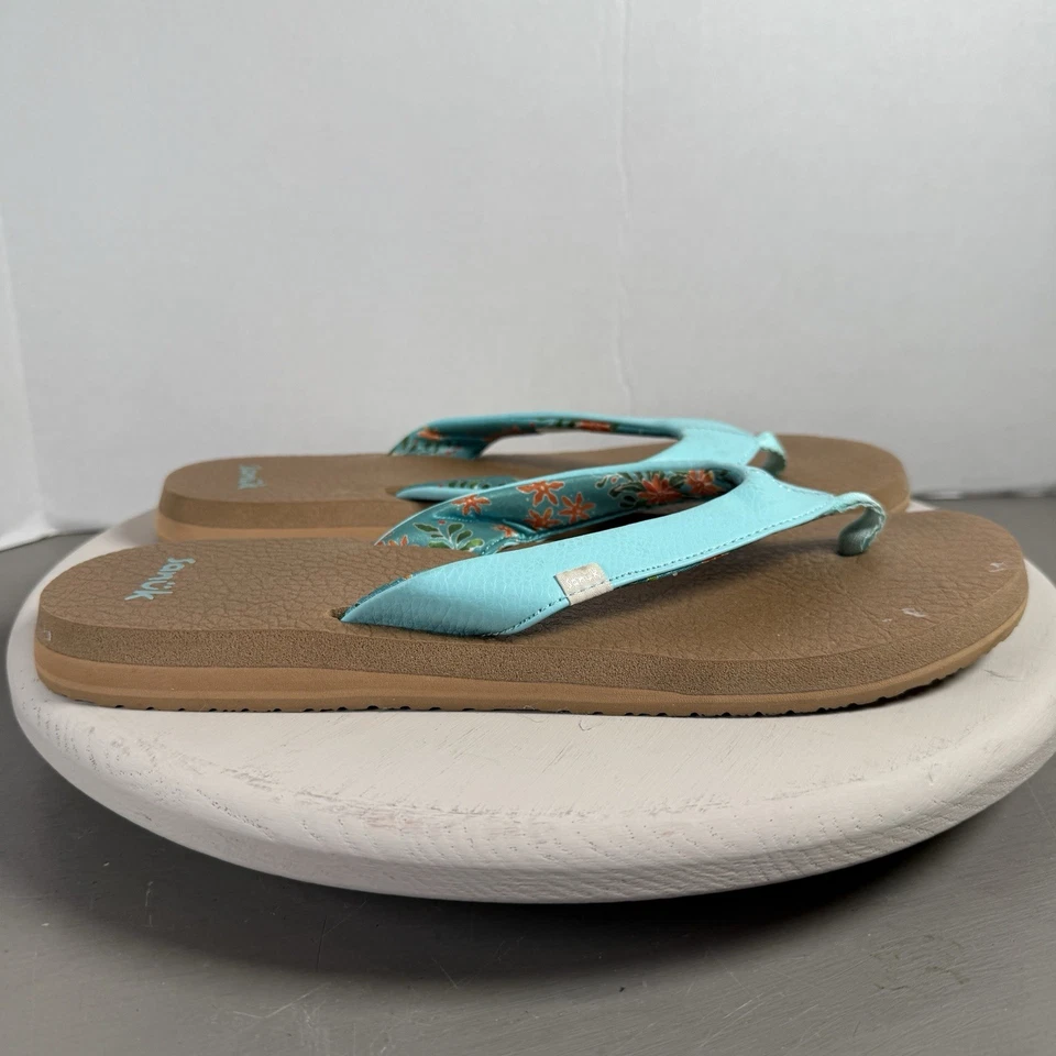 Chanclas Sanuk Mujer Yoga Mat Aqua Floral Forradas EE. UU. 11 UK 9 EU 42 Foto 2 de 4