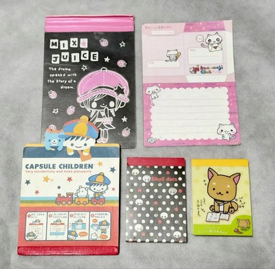 SanX 4pc Memo Pad Set Heisei Retro Vintage Stationery Mixed Designs Items Used