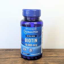 10,000 mcg - Puritan's Pride Ultra Mega Biotin, 100 Softgels Exp 10/2027