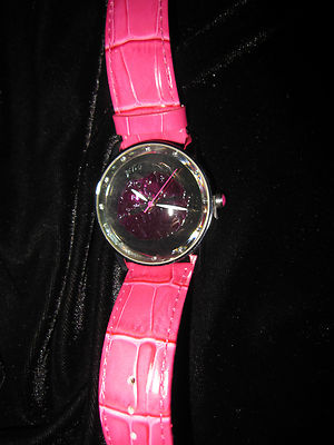 Betsey Johnson Vibrant Pink Watch with Lip Motif BETSEY JOHNSON PINK MARILYN LIPS WITH PINK LEATHER BAND  main image 4