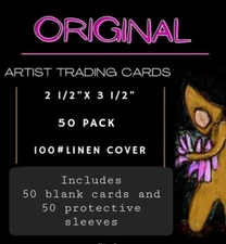50 Pack aceo Blank Art Trading Cards & Protective Sleeves Canvas