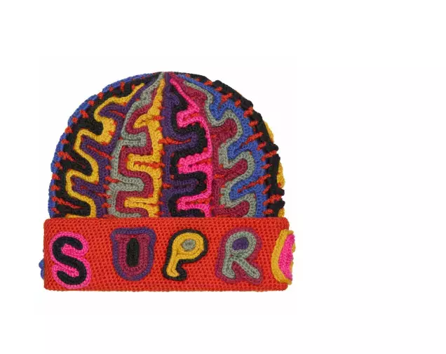 NEUF Supreme FW24BN39 fil applique bonnet taille unique ORANGE FONCÉ