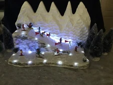 christmas village display Illuminated Ski Slope Scene For Lemax Dept 56 + Other