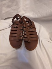 TIME AND TRU WOMENS GLADIATOR STYLE Brown SANDAL SHOES SIZE 9