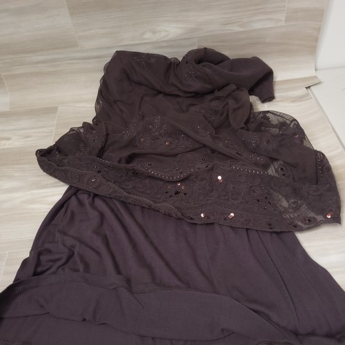 Sundance Brown Sequin Embellished 3/4 Sleeve Knit Sweater Dress Size M - Picture 5 of 12