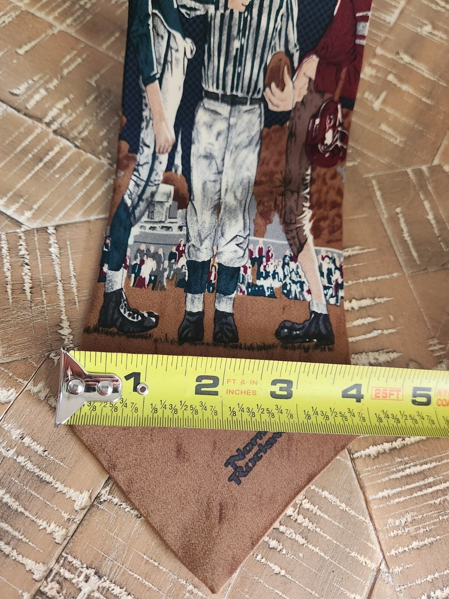 Vintage 1994 Norman Rockwell Football Coin Flip Men’s Neck Tie View 6