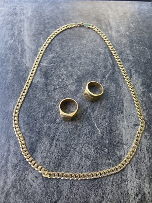 Adults Rapper FAKE Gold Chain And Rings, FREE SHIPPING