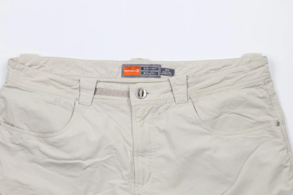 Pantalones Cortos Merrell Para Hombres 38 Distressed Opti-Wick UPF 50+ Exterior Trail Cargo Beige Foto 2 de 4