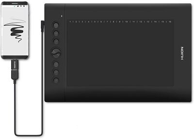 HUION H610 Pro V2 Stifttablett 10 x 6,25Zoll Grafiktablett mit Neigungsfunktion 