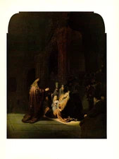 1967 Vintage REMBRANDT "SIMEON IN THE TEMPLE #2" COLOR offset Lithograph Print