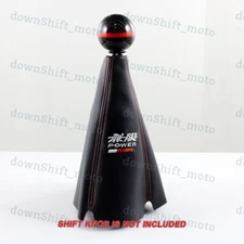MUGEN shift knob Shifter Boot Cover MT/AT w/ Black PVC Leather Red Stitches JDM