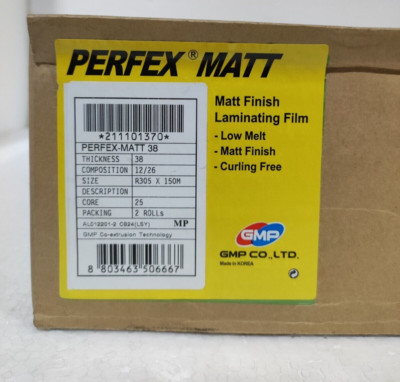 GMP Matt Finish Laminating Film PERFEX MATT  38mic  305mmx 150m