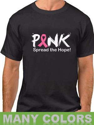 Pink Spread The Hope Shirt Breast Cancer Awareness Tee Support Ribbon Men