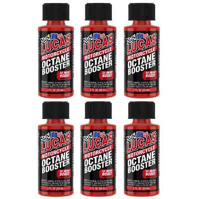 6 Pack!!!Lucas Oil 10725  Motorcycle Octane Booster Fuel Additive 2 Ounce Bottle