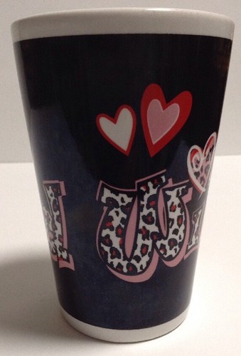 Wild Cheetah/Leopard Black W/ Red Pink White Hearts Valentines Coffee Mug Cup - Picture 2 of 6