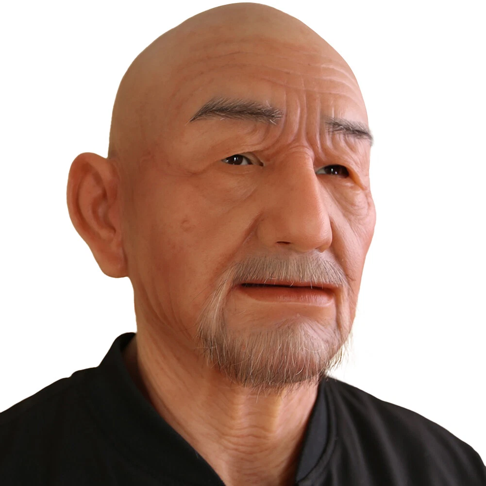 Dokier Silicone Old Man Mask Face Props Hoods Headwear Halloween Cosplay