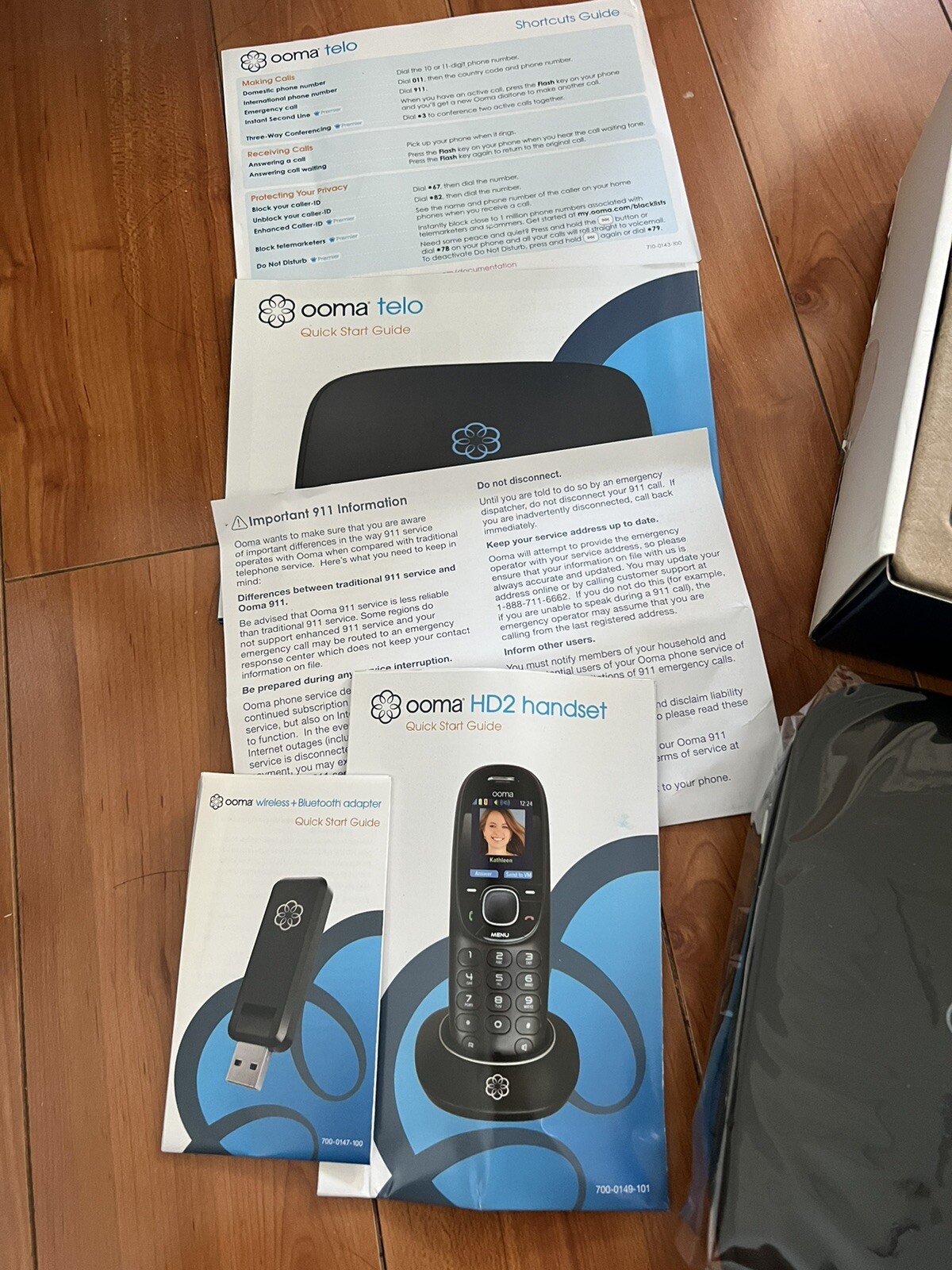 Ooma VoIP Telo HD2 Handset & Wireless + Bluetooth Adapter Home Phone Service