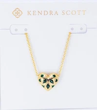 NEW 100% Authentic KENDRA SCOTT 377 Green Crystal Holland Heart Pendant Necklace