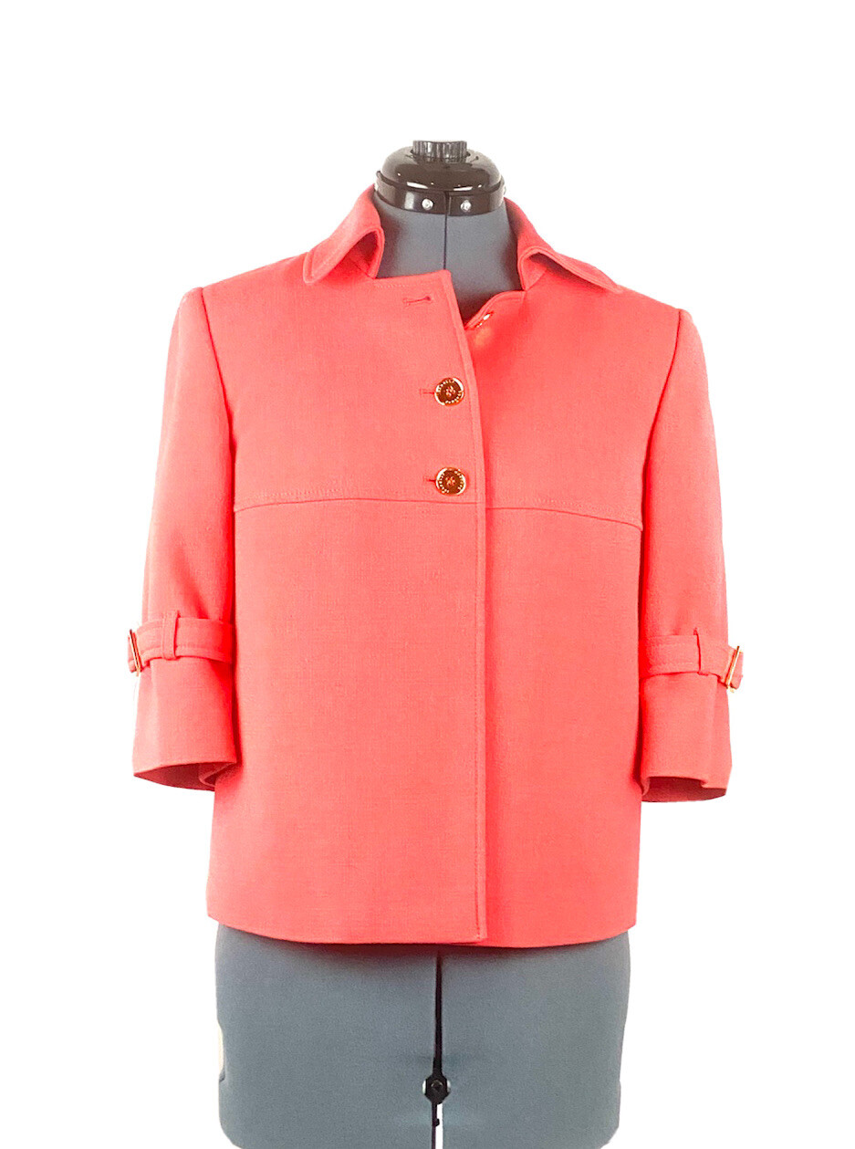 Isabella DeMarco salmon cropped jacket gold buttons 4… Gem