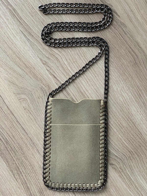 Crossbody Phone Pouch Holder Case Chain Trim Shaggy Deer Falabella