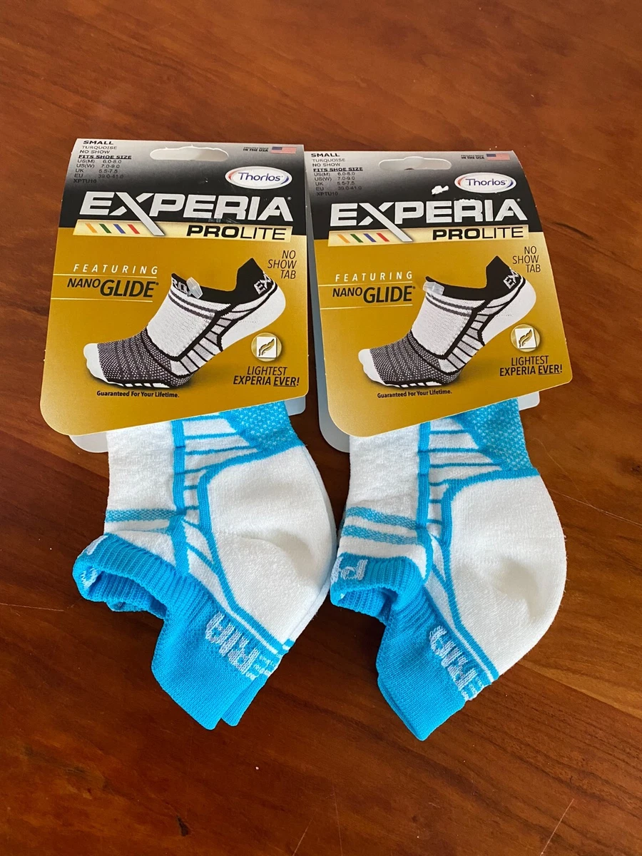 Thorlos Experia ProLite No Show Nano Glide Unisex Running Socks 2 Pr S NWT