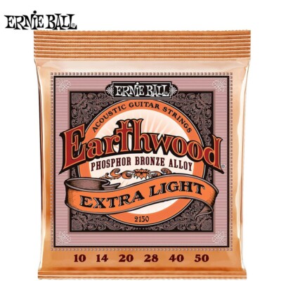 Ernie Ball 2150 Earthwood Phosphor Bronze Acoustic Guitar Strings 10-50 Ex-Light