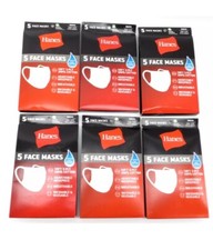 HANES Face Masks White Cotton Reusable Cover Face mask Cloth 6 Packs 30 TOTAL