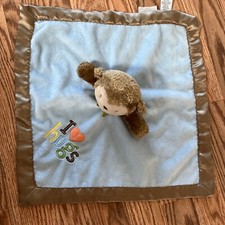 Carters Just One You I Love Hugs Blue Brown Monkey Rattle Security Blanket Lovey